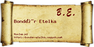 Bondár Etelka névjegykártya