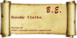 Bondár Etelka névjegykártya